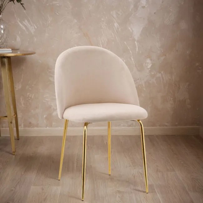 Jedálenská stolička FARGO zamatová, zlatá / béžová