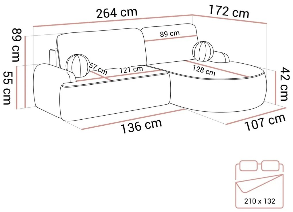 ROHOVÁ SEDAČKA PABLO 264 x 172 cm POSO 34