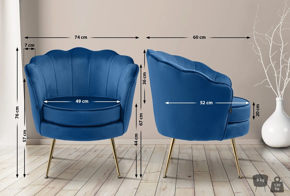 Stolička Rosita zamat - modrá