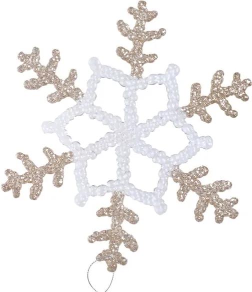 Závesná dekorácia v bielej a béžovozlatej farbe Ewax Snowflake, ⌀ 20 cm