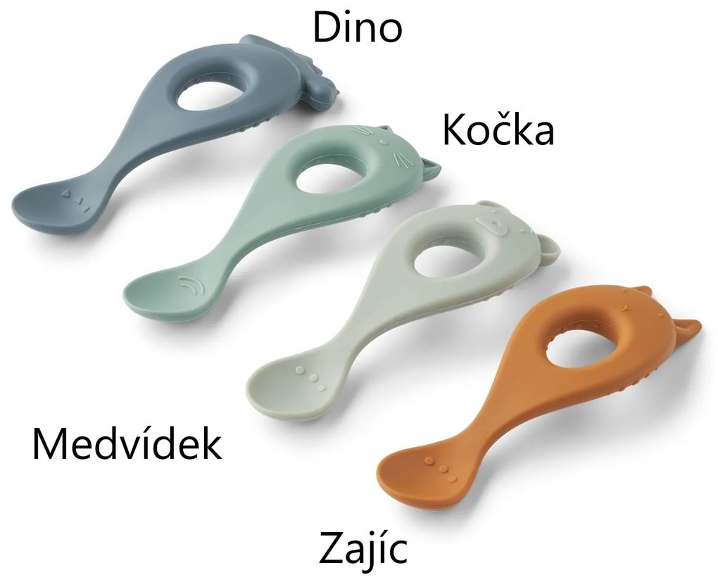 LIEWOOD Detská lyžička Liva Whale Blue Multi Mix Dino