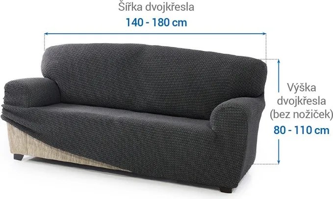 Super strečové poťahy NIAGARA antracitová dvojkreslo (š. 140 - 180 cm)