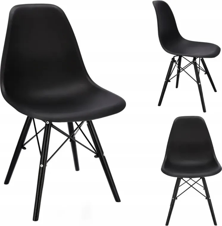 Dekorstudio Dizajnová jedálenská stolička v škandinávskom štýle - čierna s čiernymi nohami