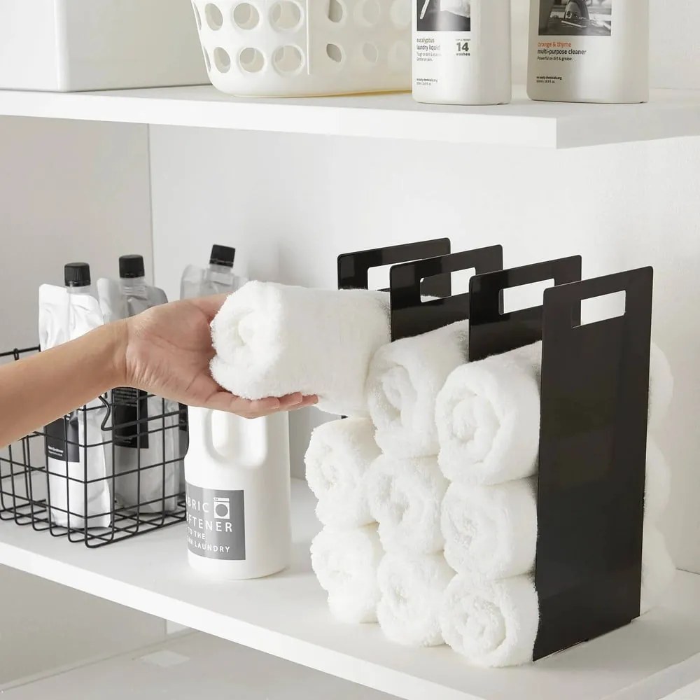 Čierne kovové stojany na uteráky v súprave 2 ks Tower – YAMAZAKI