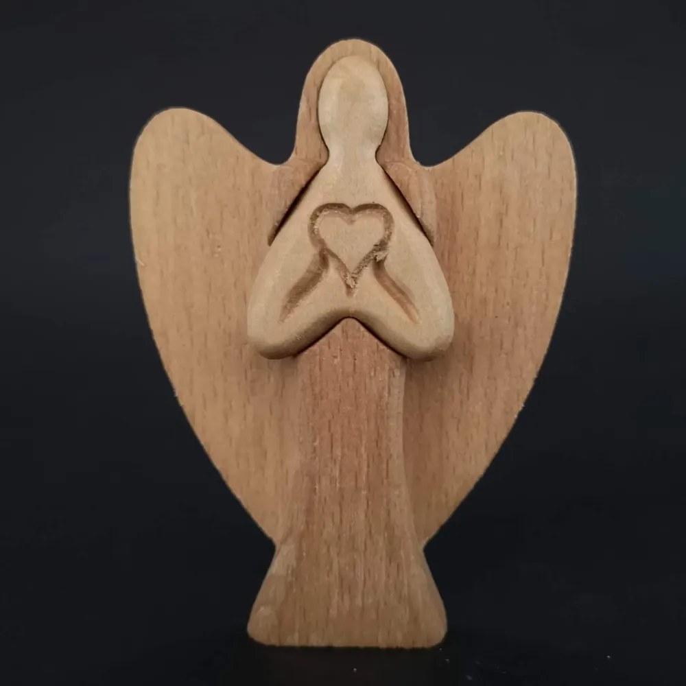 AMADEA Drevený anjel, masívne drevo, výška 10 cm