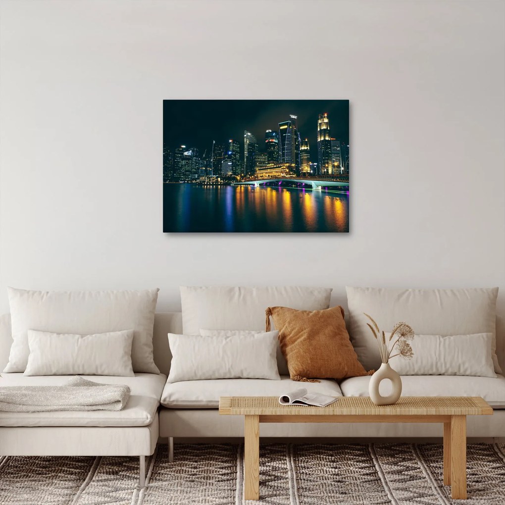 Obraz nočného Singapuru (70x50 cm)