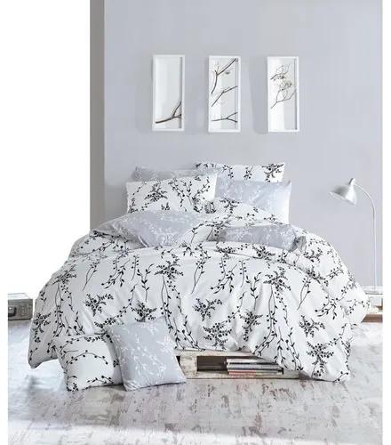 BedTex Bavlnené obliečky Blumen sivá, 220 x 200 cm, 2 ks 70 x 90 cm
