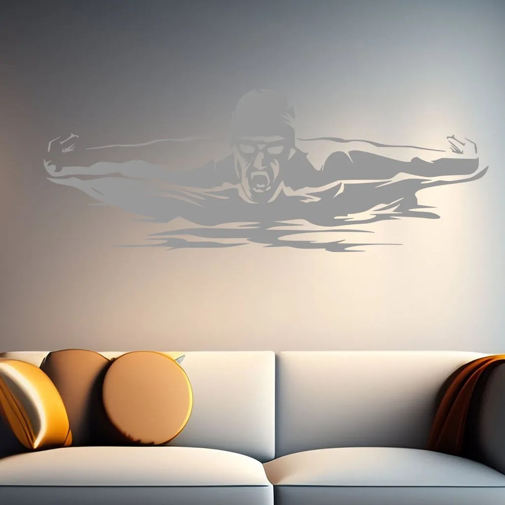 Veselá Stena Samolepka Plavec Farba: modrá, Veľkosť: 60 x 22 cm
