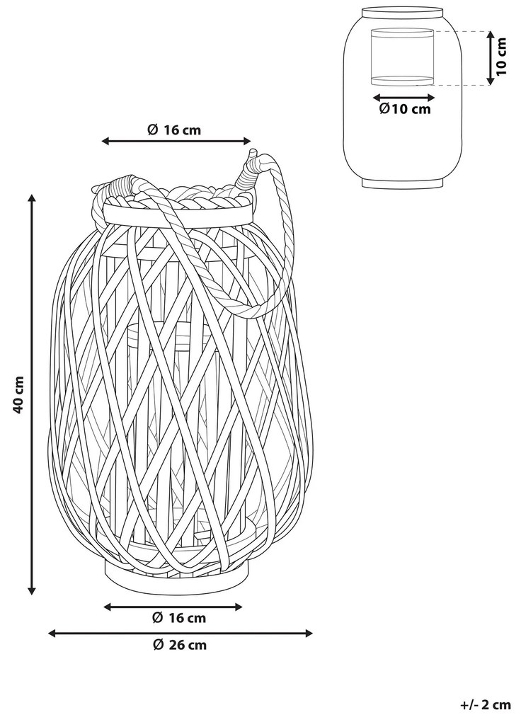 Dekoratívny lampáš 40 cm drevený MAURITIUS  Beliani