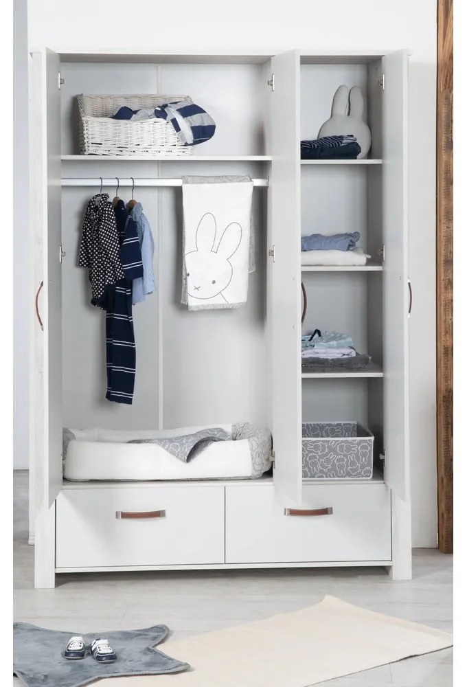 Svetlosivá detská šatníková skriňa 136x190 cm Mila – Roba