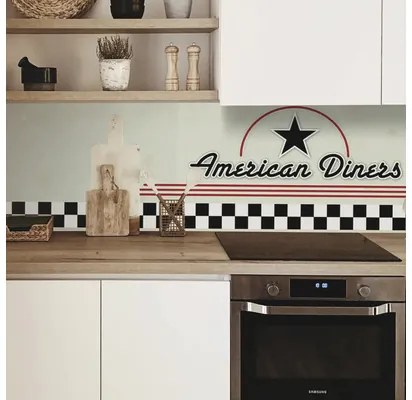 Obkladový panel do kuchyne mySpotti Profix nápis American Diners 100 x 60 cm PX-10060-196-HB