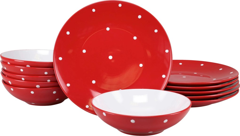 XXXLutz JEDÁLENSKÝ SERVIS Polka Dots Rot 12-dielne Creatable - Online Only bytové doplnky - 007768068603