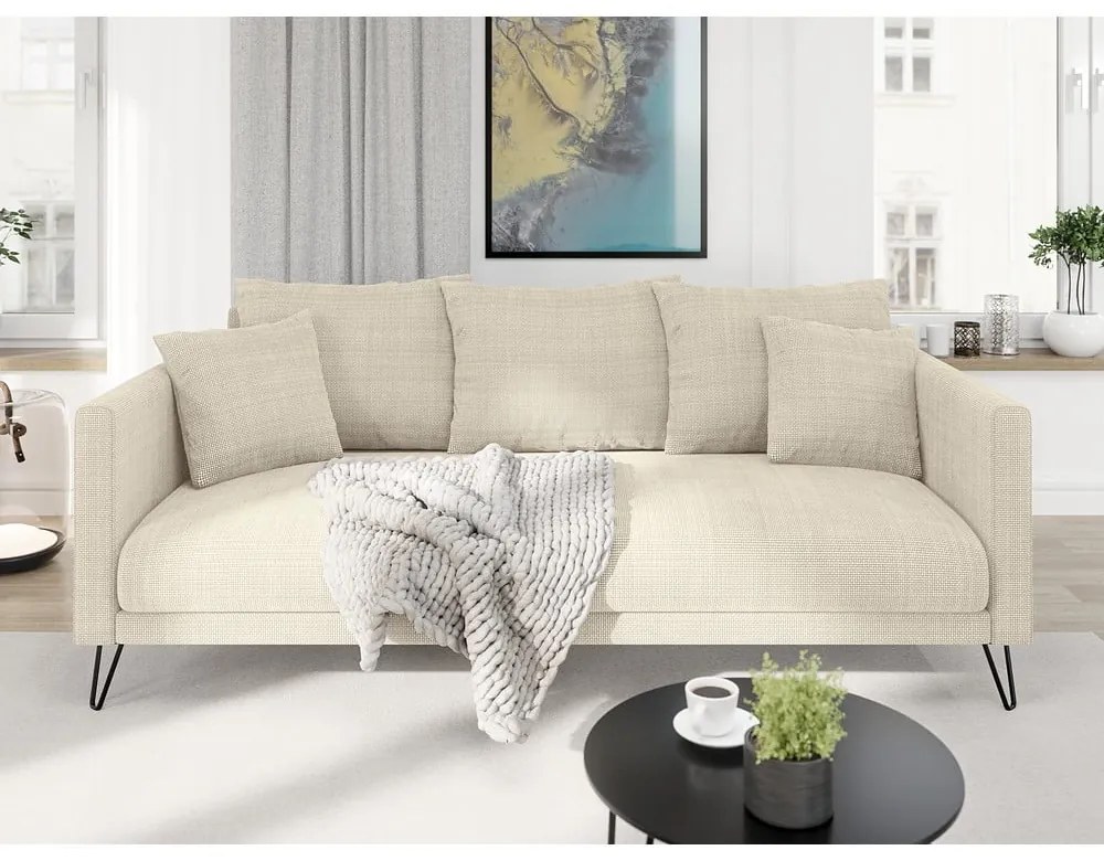 Krémová ženilková pohovka 200 cm Freya – Ropez