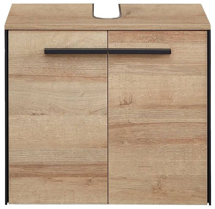 Závesná skrinka pod umývadlo v dekore duba v prírodnej farbe 53x60 cm Quickset 395 – Pelipal