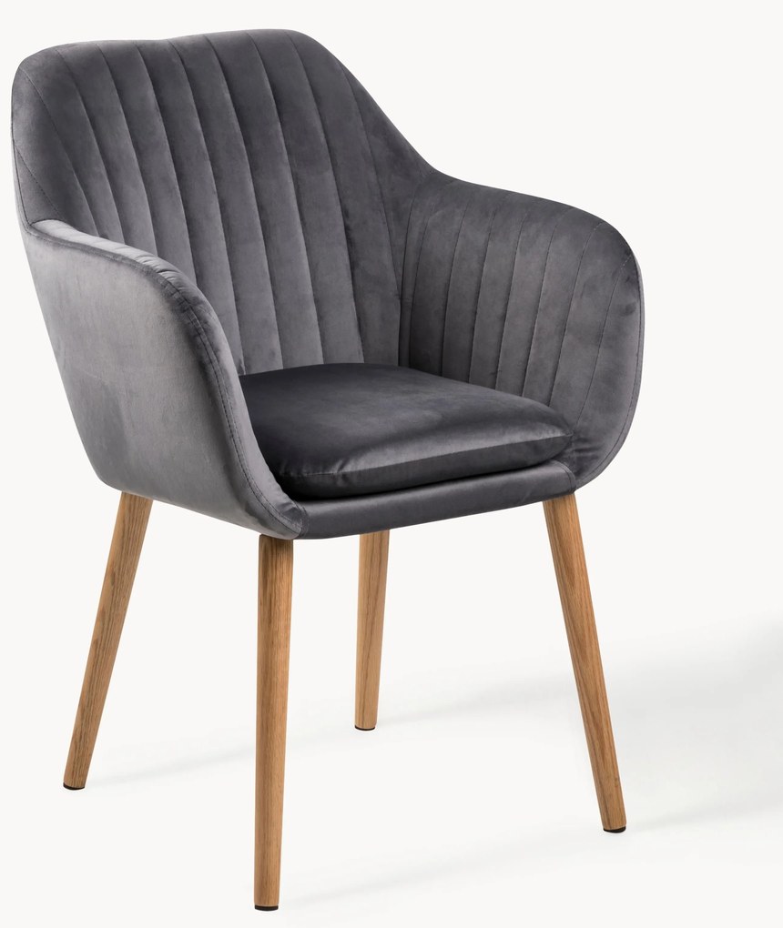 Zamatová stolička's opierkami a drevenými nohami Emilia