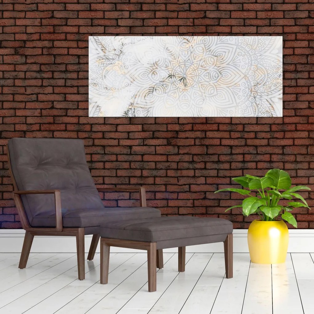 Obraz bielej mandaly (120x50 cm)