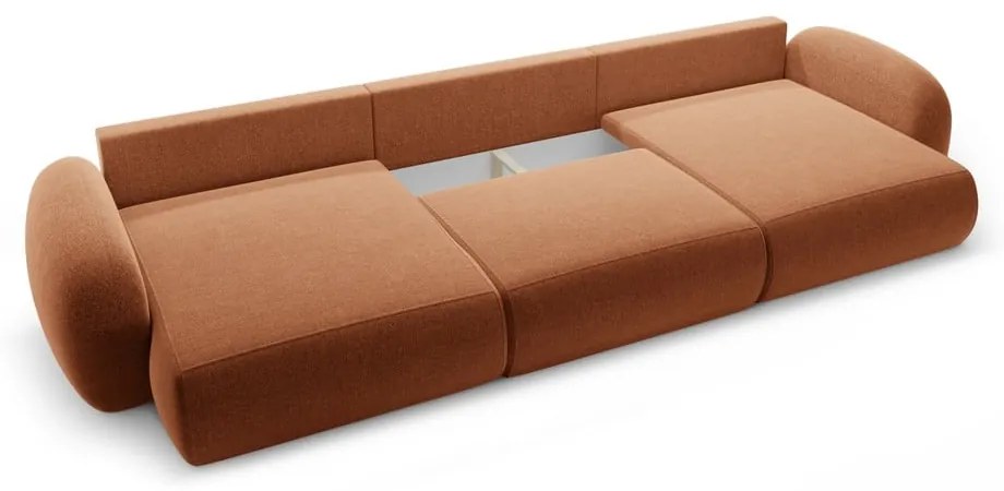 Ženilková rozkladacia/s úložným priestorom rohová pohovka v tehlovej farbe (do tvaru "U") Tonale – Cosmopolitan Design