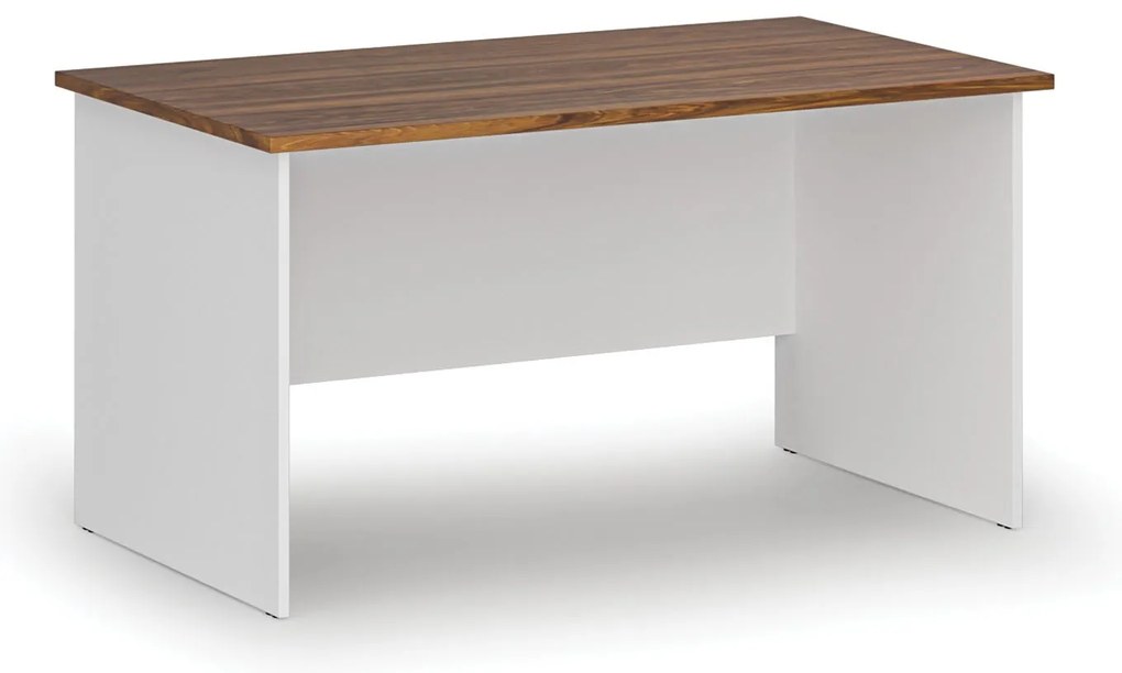 Kancelársky písací stôl PRIMO WHITE, 140x80 cm, biela/orech