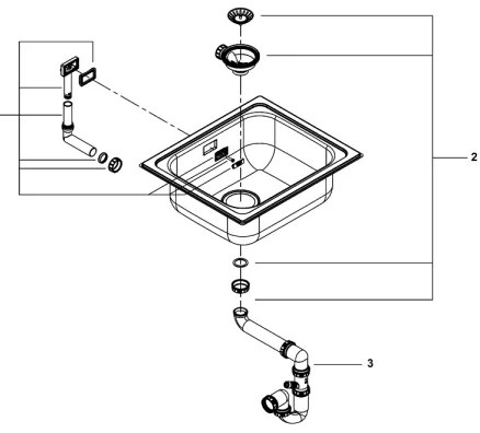 GROHE 31719SD0 - Nerezový kuchynský drez K200 533 × 457 mm