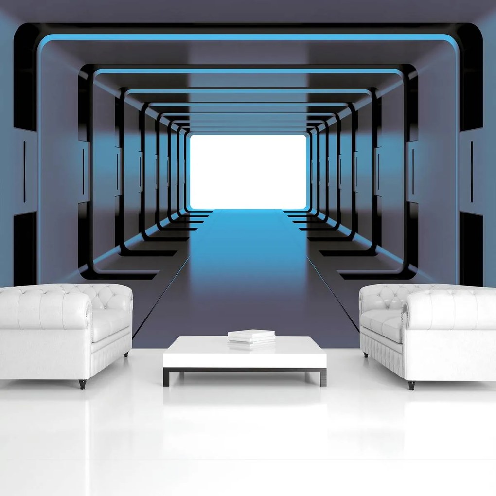 Fototapeta - Modrý 3D tunel (152,5x104 cm)