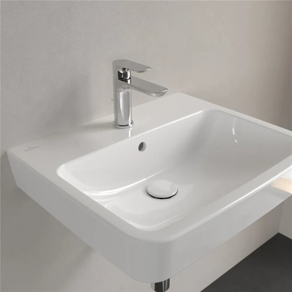 VILLEROY &amp; BOCH O.novo závesné umývadlo s otvorom (zadná a spodná strana brúsená), s prepadom, 550 x 460 mm, biela alpská, s povrchom CeramicPlus, 4A41MGR1