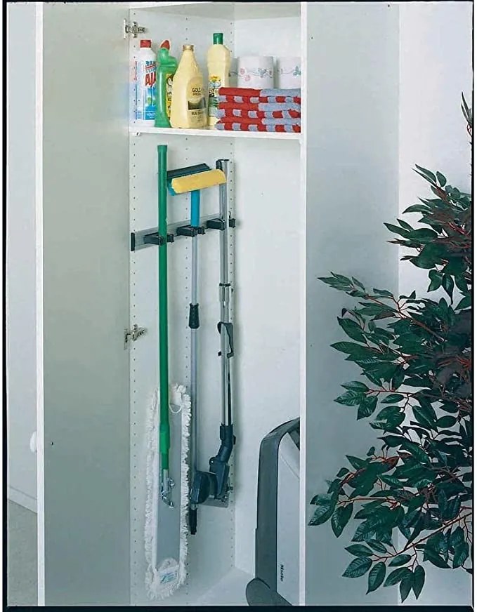 DRŽIAK NA METLY, ZAMETAČE, METLY A MOPY, posuvný, 4 sloty RIM