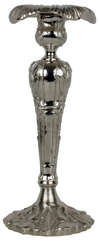 Strieborný barokový kovový svietnik Baroque - 33cm
