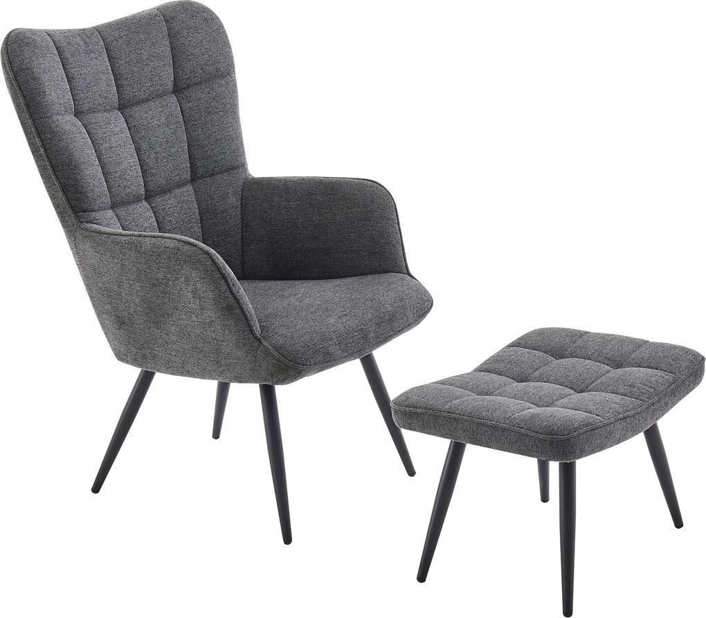 XXXLutz RELAXAČNÉ KRESLO S PODNOŽKOU, kov, textil, tmavosivá Ti'me - Kreslá - 001836000802