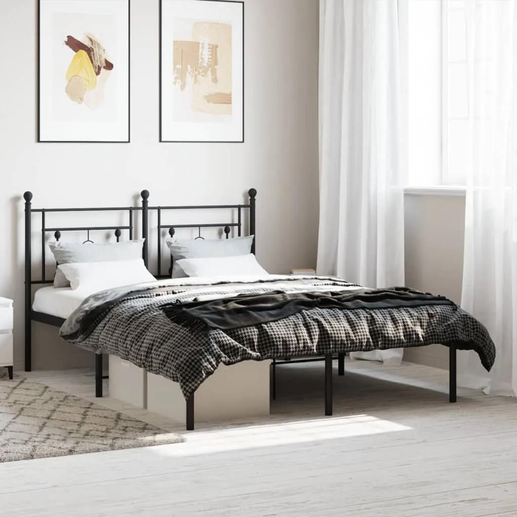 Kovový rám postele s čelom čierny 140x190 cm 374339
