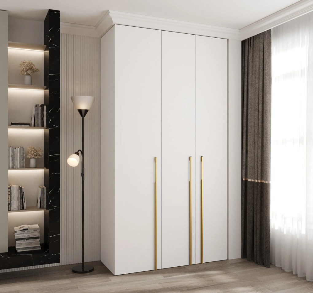 Šatníková skriňa 130 cm Carmela 40-3 (biela + zlatá). Akcia -20%. Vlastná spoľahlivá doprava až k Vám domov. 1126602