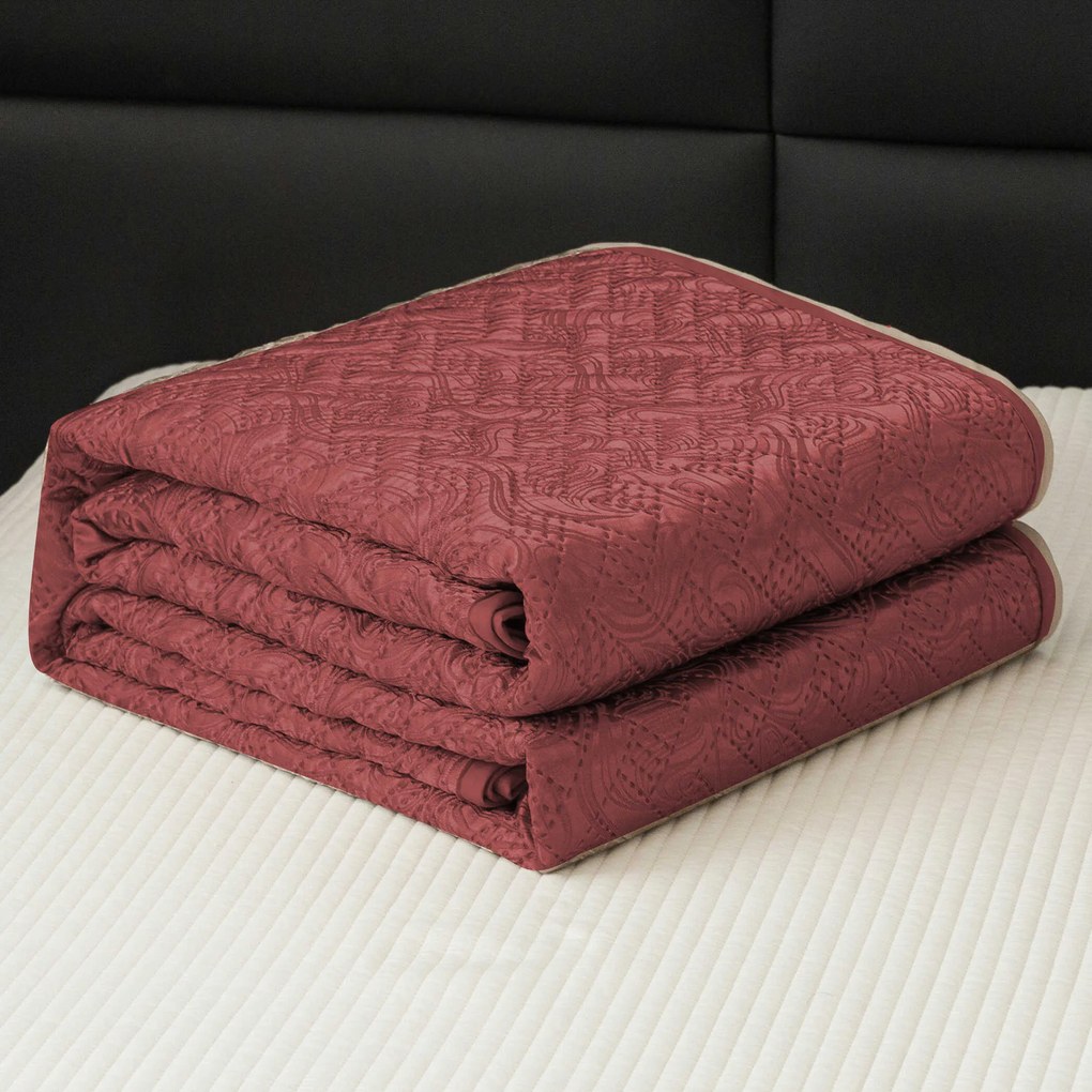 Prehoz na posteľ so vzorom WICKER vínový Rozmer: 170 x 210 cm