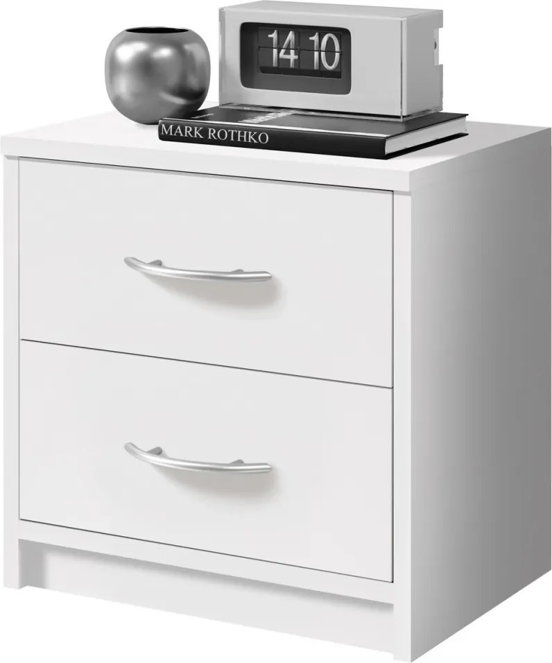 Nočný stolík s 2 zásuvkami Pepe, biely