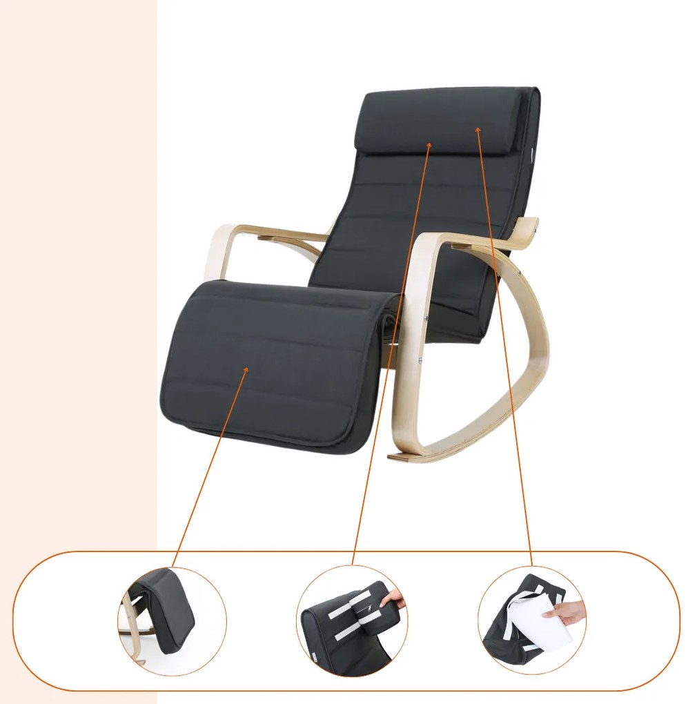 Jurhan Hojdacie kreslo, leňoška SWING nosnosť 150kg, 67x115x91cm, antracitová