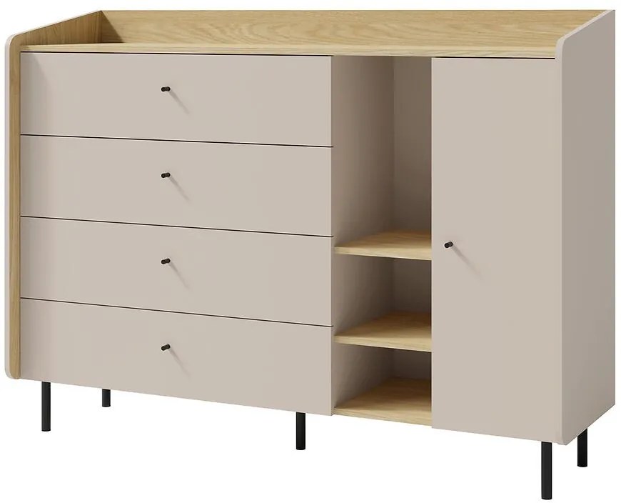 Komoda Alessio AE7 4S1d Béžová /Dub