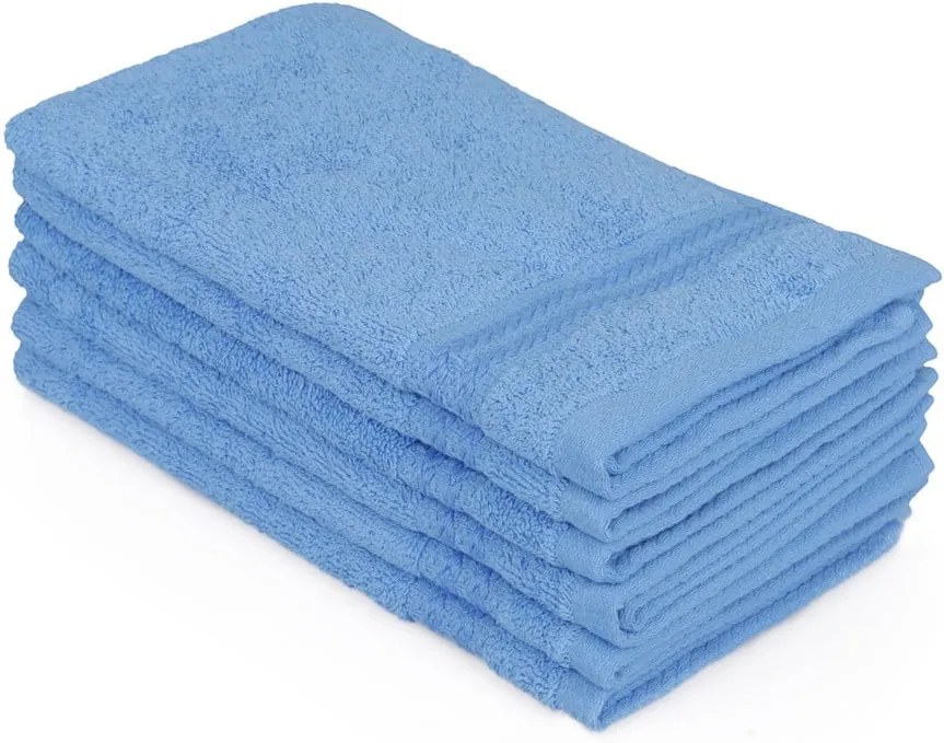 Sada 6 modrých uterákov do kúpeľni, 50 x 30 cm