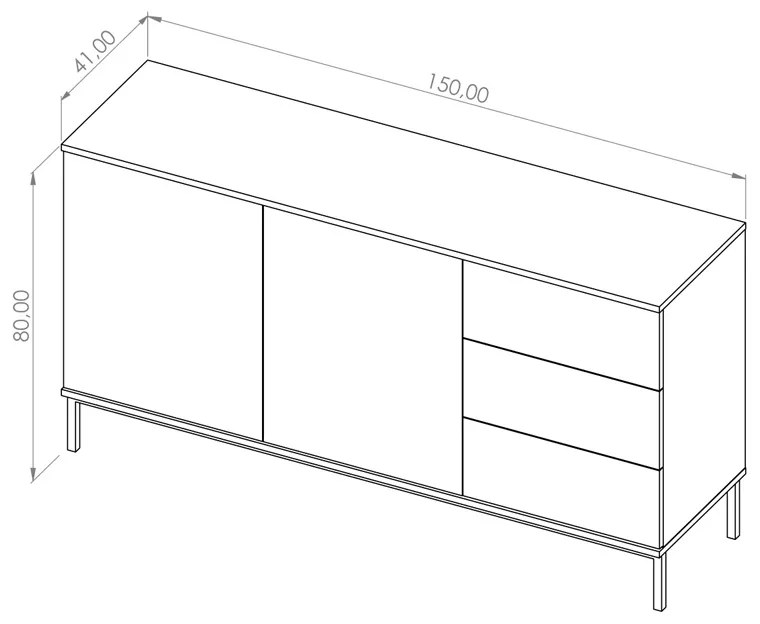 Komoda s 3 zásuvkami Tristal- čierny mat