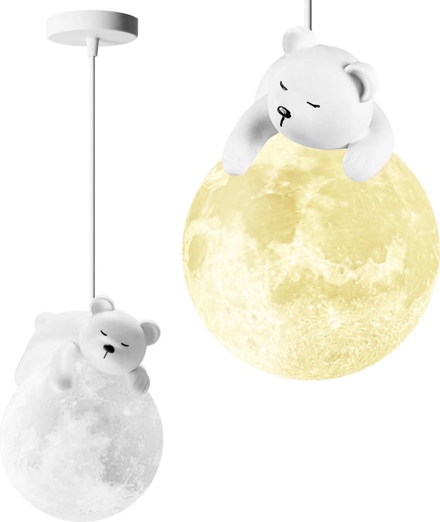 Dětský závěsný lustr White Bear bílý