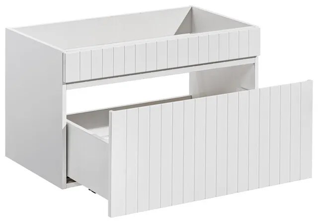 Koupelnová sestava Iconic s deskou, umyvadly, zrcadlem a skříňkami 140 cm bílá