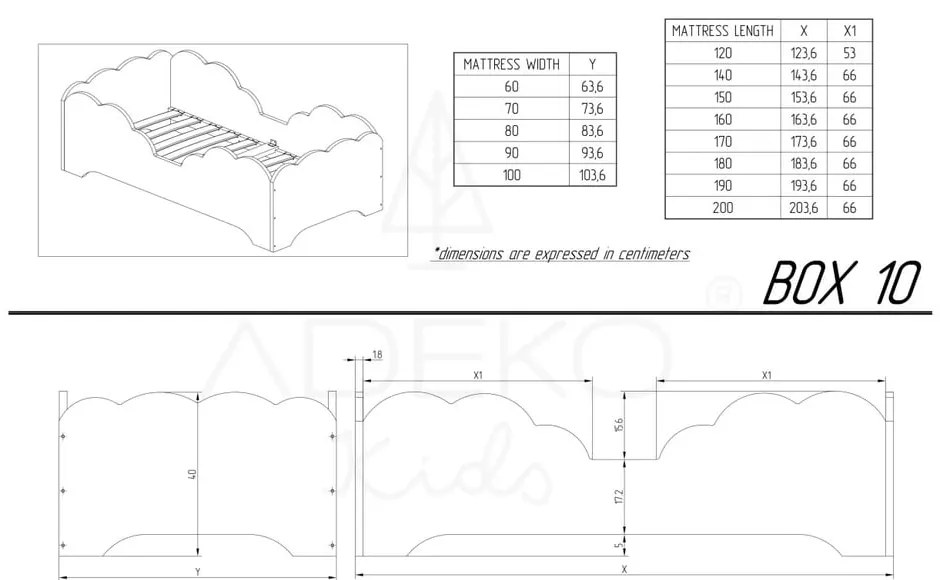 Detská posteľ z borovicového dreva Adeko BOX 10, 80 × 160 cm