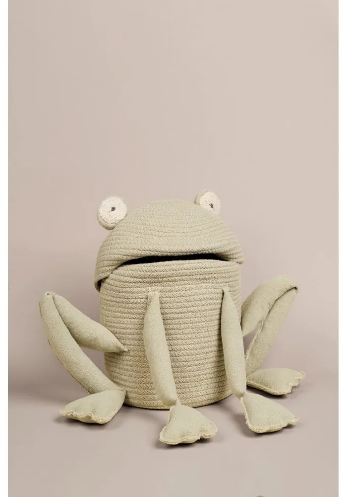 Svetlozelený látkový detský kôš na hračky ø 23x35 cm Fred the Frog – Lorena Canals