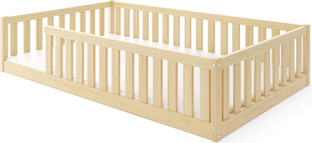 Široká posteľ BELLA SIMA 120×200 cm Montessori – prírodná borovica