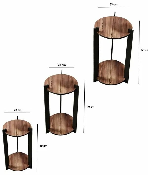 Stojan na kvety Flower Desk Round - Walnut