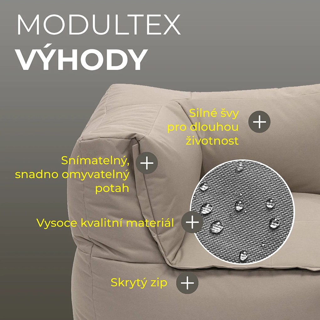 Textilná modulová 3-miestna lavica MODULTEX (cappuccino) bez náplne