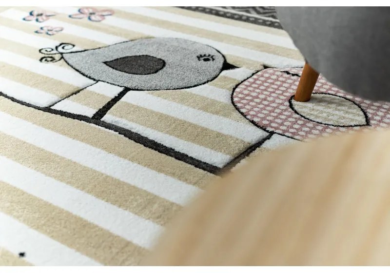 Dywany Łuszczów, Detský kusový koberec Petit Birds cream, 120x170, šedá, detská izba