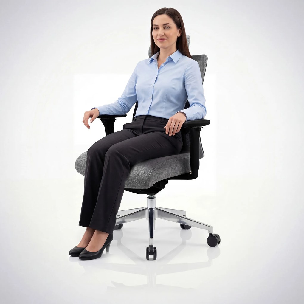 Ergonomická otočná kancelárska stolička so sieťovaným operadlom, sivá: VECTOR