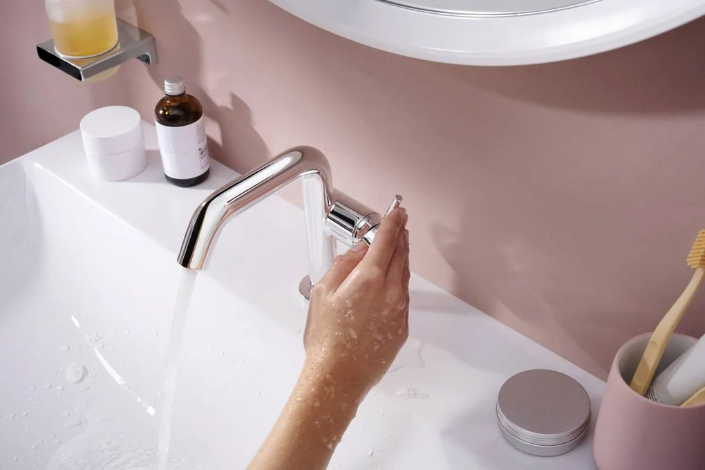 Hansgrohe Tecturis S, páková umývadlová batéria 110 Fine CoolStart EcoSmart+ s odtokovou súpravou, chrómová, HAN-73320000