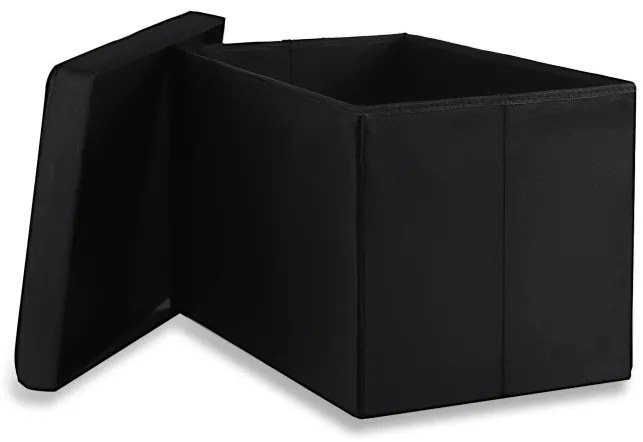 Skladacia lavička s vekom XL zamatová, čierna