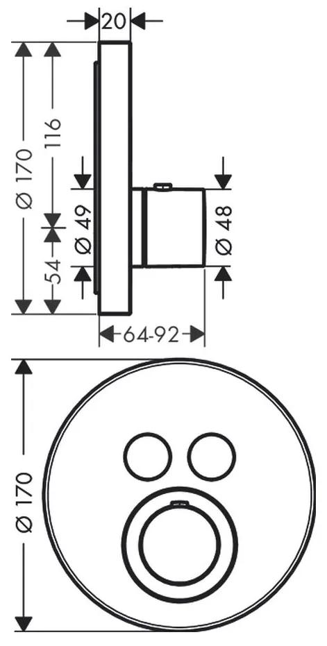 Axor ShowerSelect - Termostat pod omietku pre 2 spotrebiče, kartáčovaný nikel 36723820