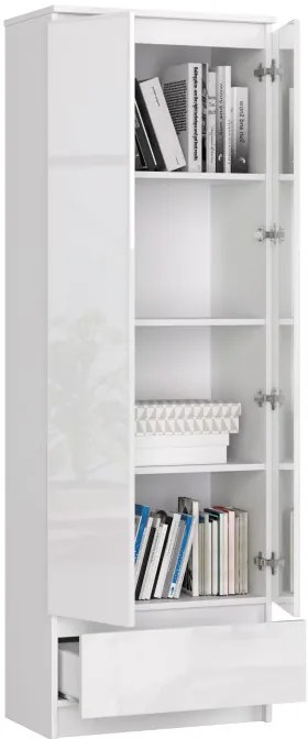 Uzavretý regál R60 2D 1SZ CLP biely / biely lesk