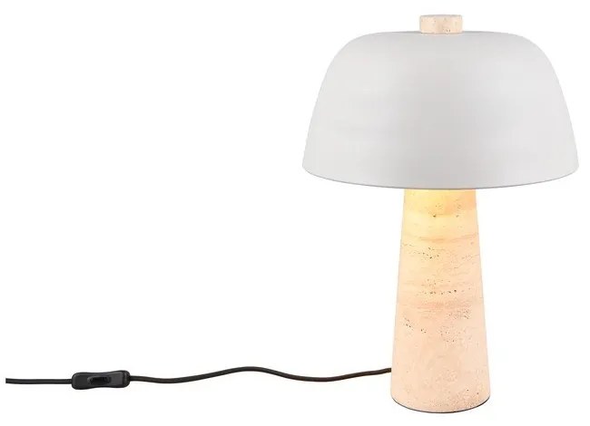 Biela/béžová stolová lampa s kovovým tienidlom (výška 41 cm) Timba – Trio Select